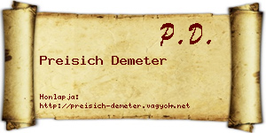 Preisich Demeter névjegykártya